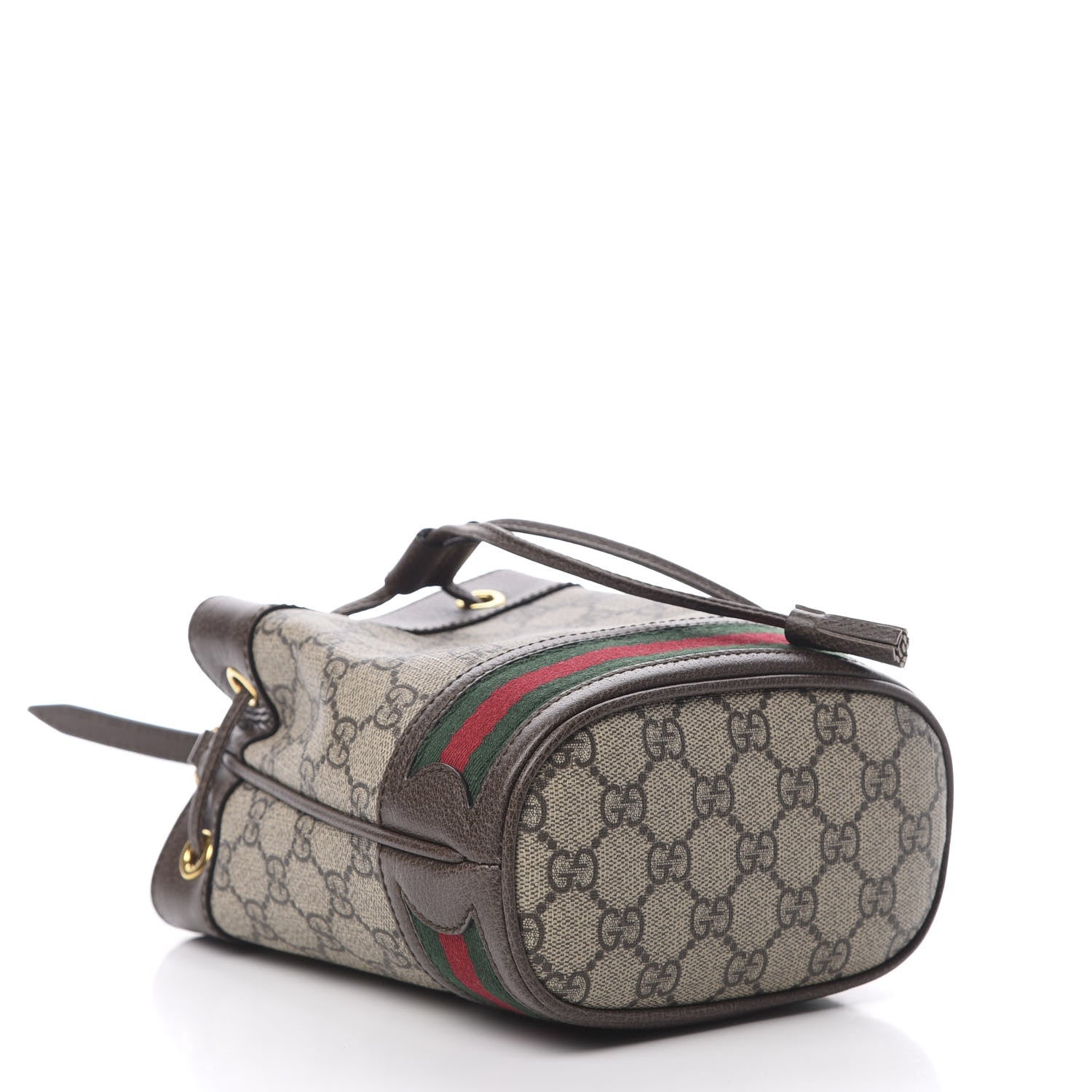 Gucci GG Supreme Monogram Web Mini Ophidia Bucket Bag Brown 4 of 10