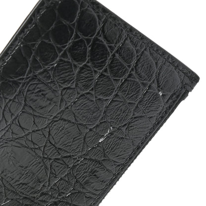 Saint Laurent Calfskin Crocodile Embossed 5 Fragments Zip Pouch Card Holder Black 8 of 8
