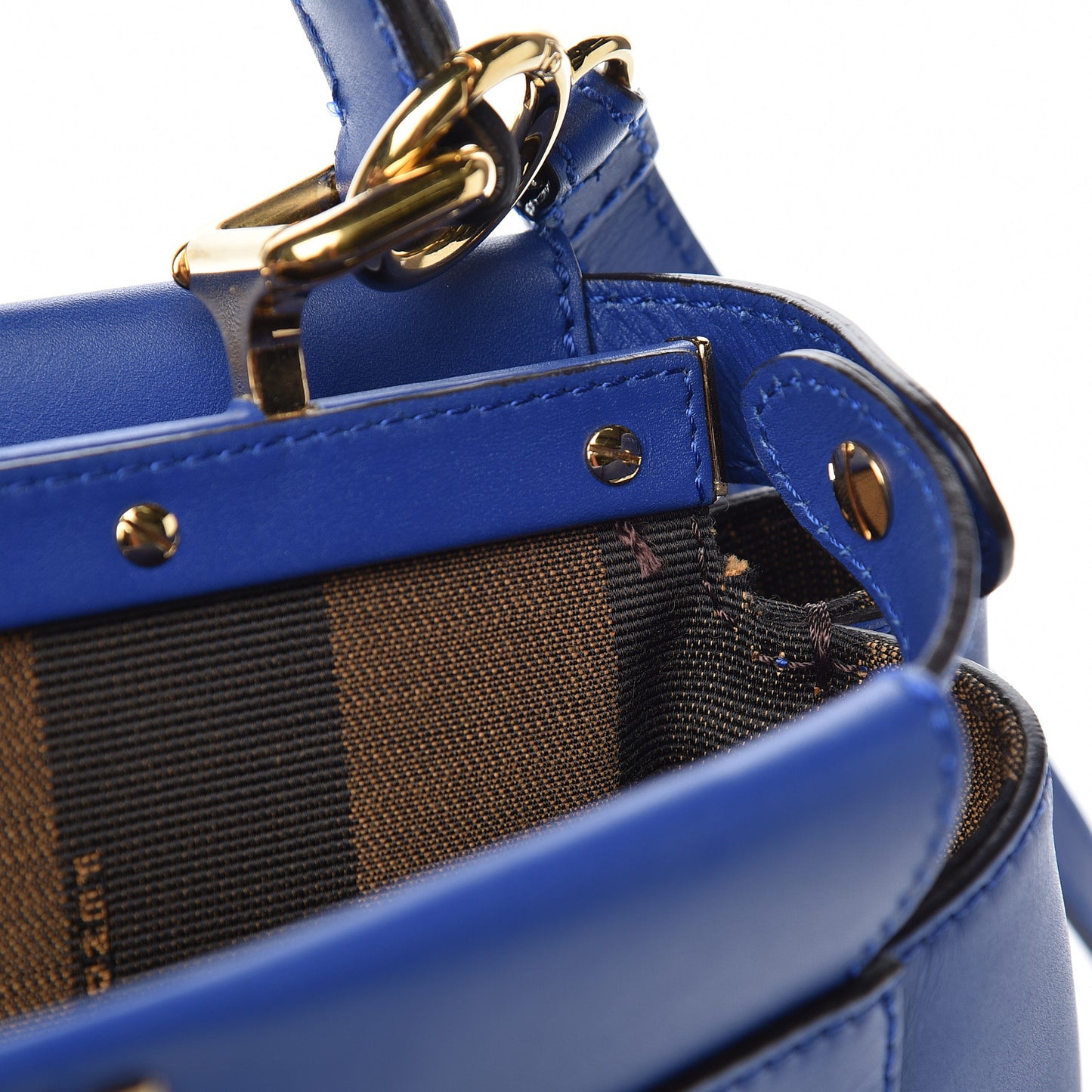 Vitello Morgan Fabric Jacquard Pequin Medium Peekaboo Iconic Satchel Blue Neon Tobacco