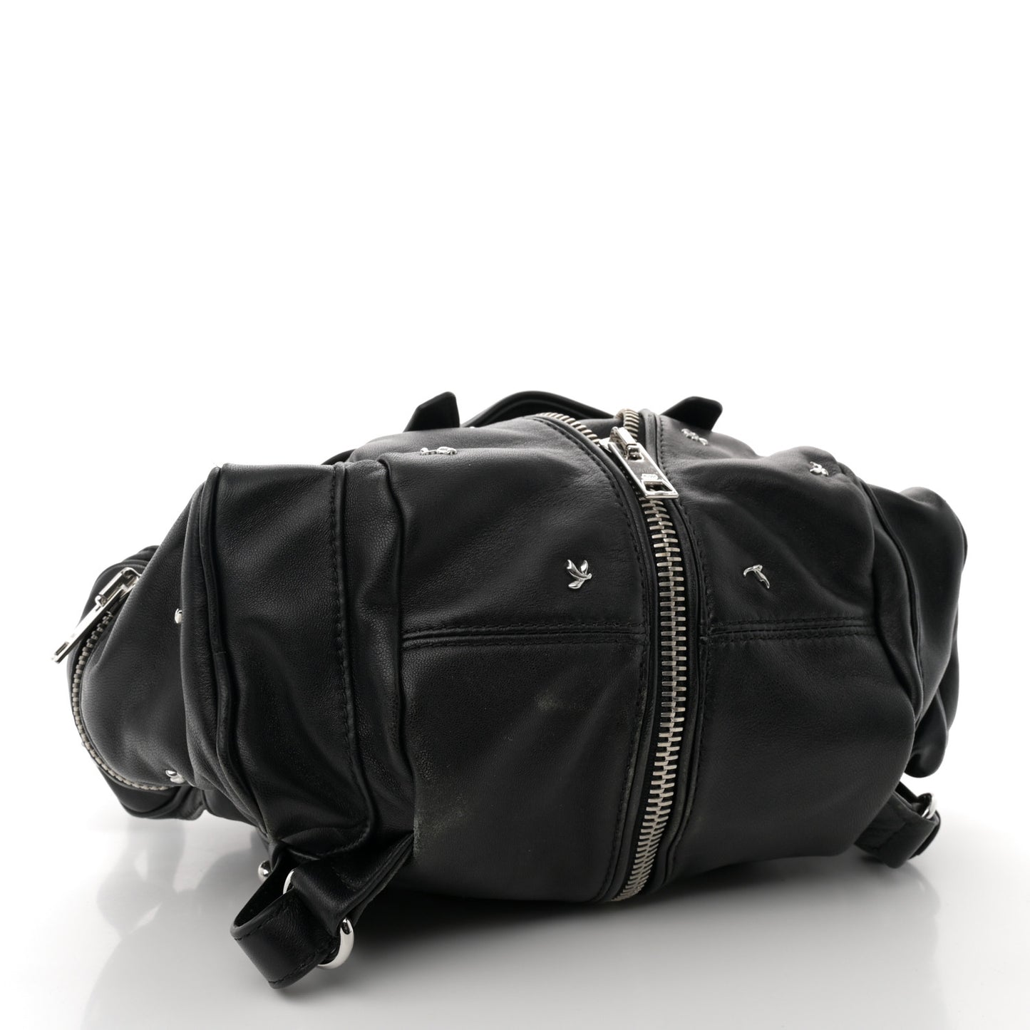 Lambskin Rose Studded Marti Backpack Bag Washed Black Rhodium Hardware