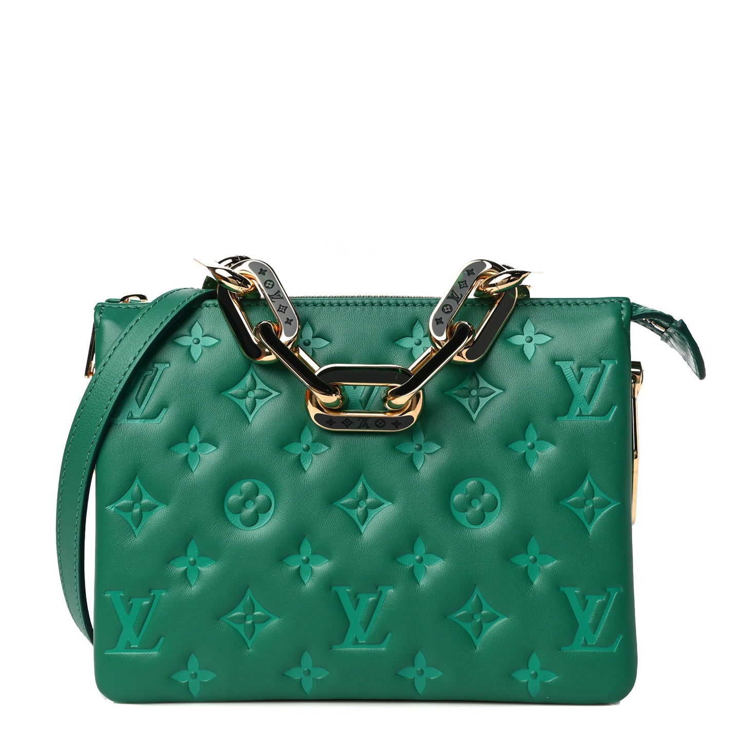Lambskin Embossed Monogram Coussin BB Emeraude