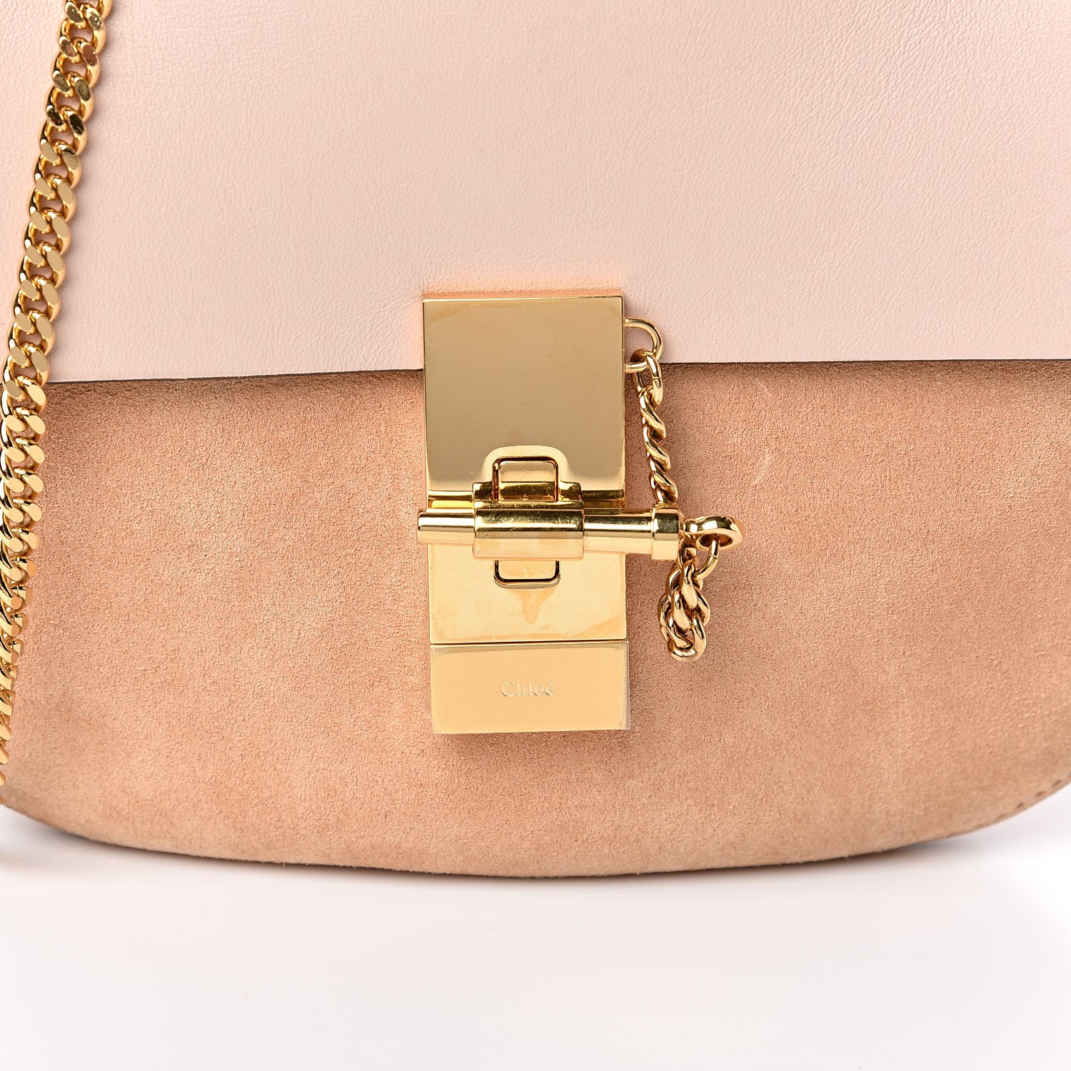 Chloe Suede Smooth Calfskin Mini Drew Shoulder Bag Cement Pink 11 of 12
