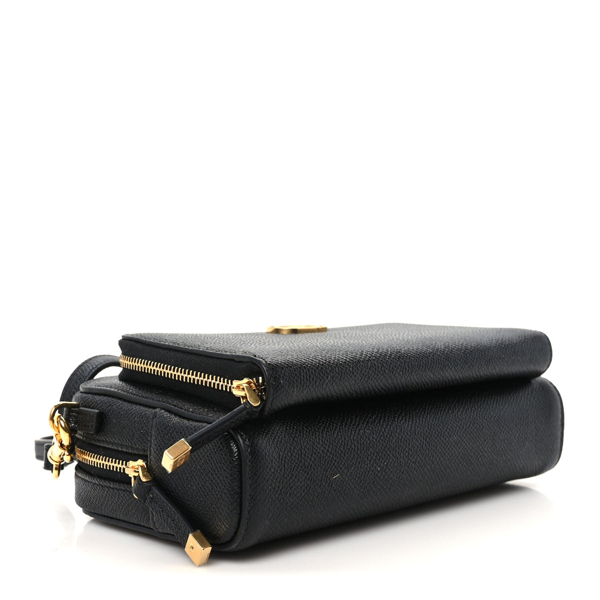 Christian Dior Grained Calfskin Caro Double Pouch Black 3 of 9