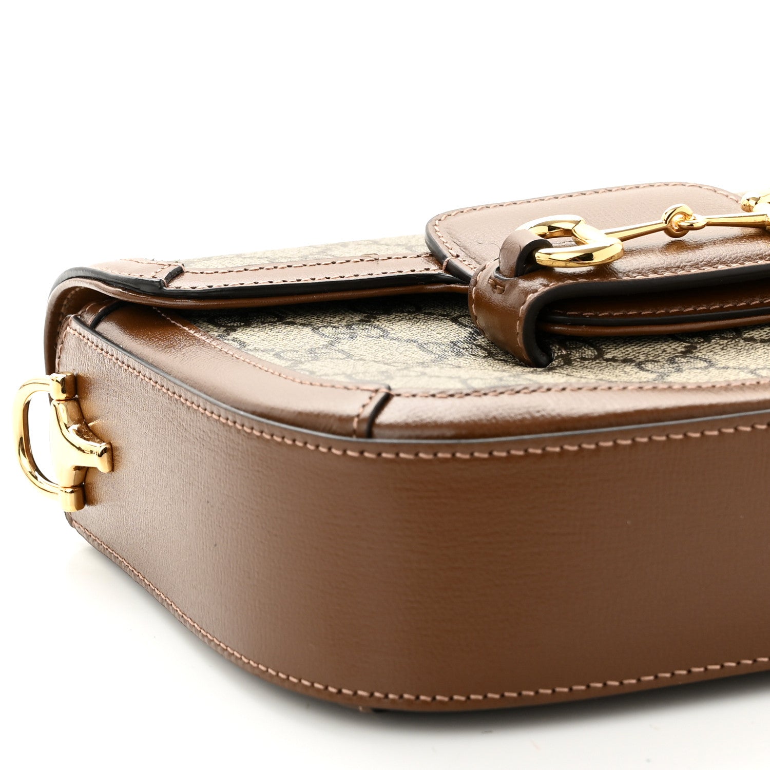 Gucci GG Supreme Monogram Web Mini Horsebit 1955 Shoulder Bag Beige Brown Sugar 10 of 11
