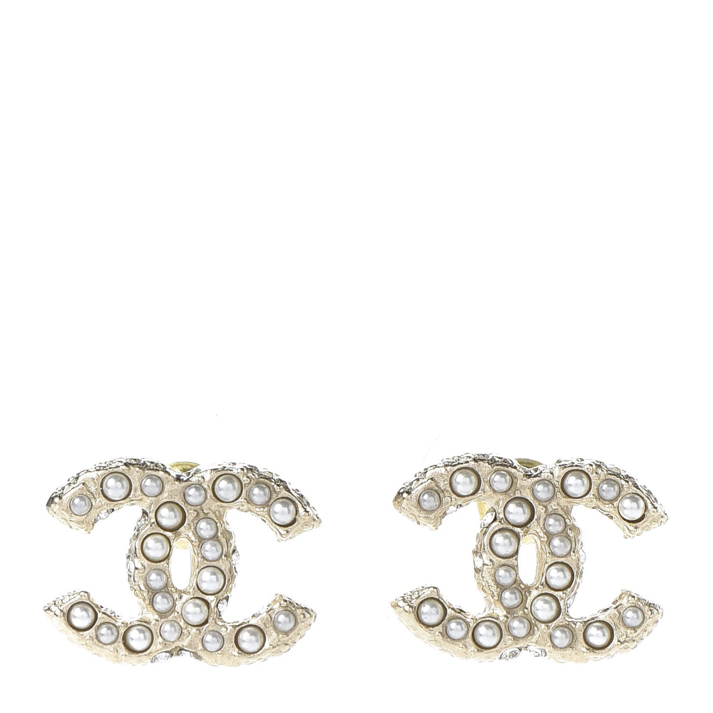 Pearl Crystal CC Earrings Light Gold