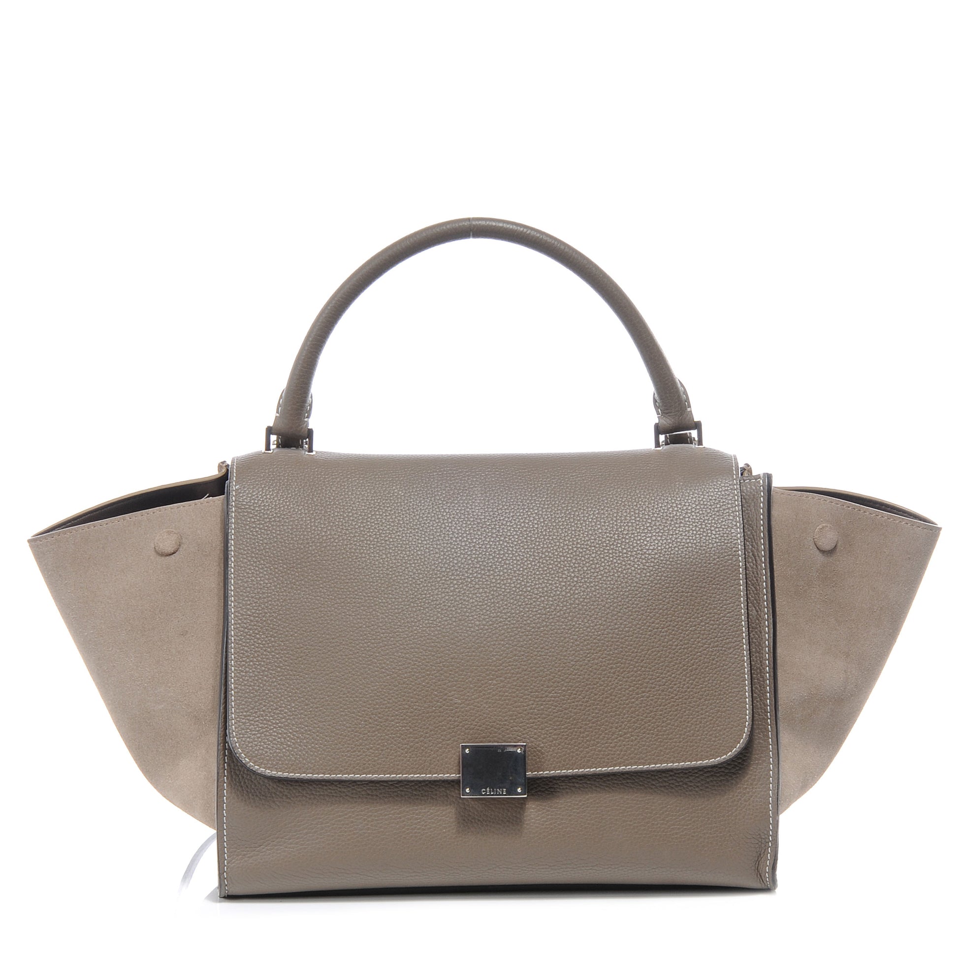Celine Calfskin Suede Small Trapeze Souris 1 of 8