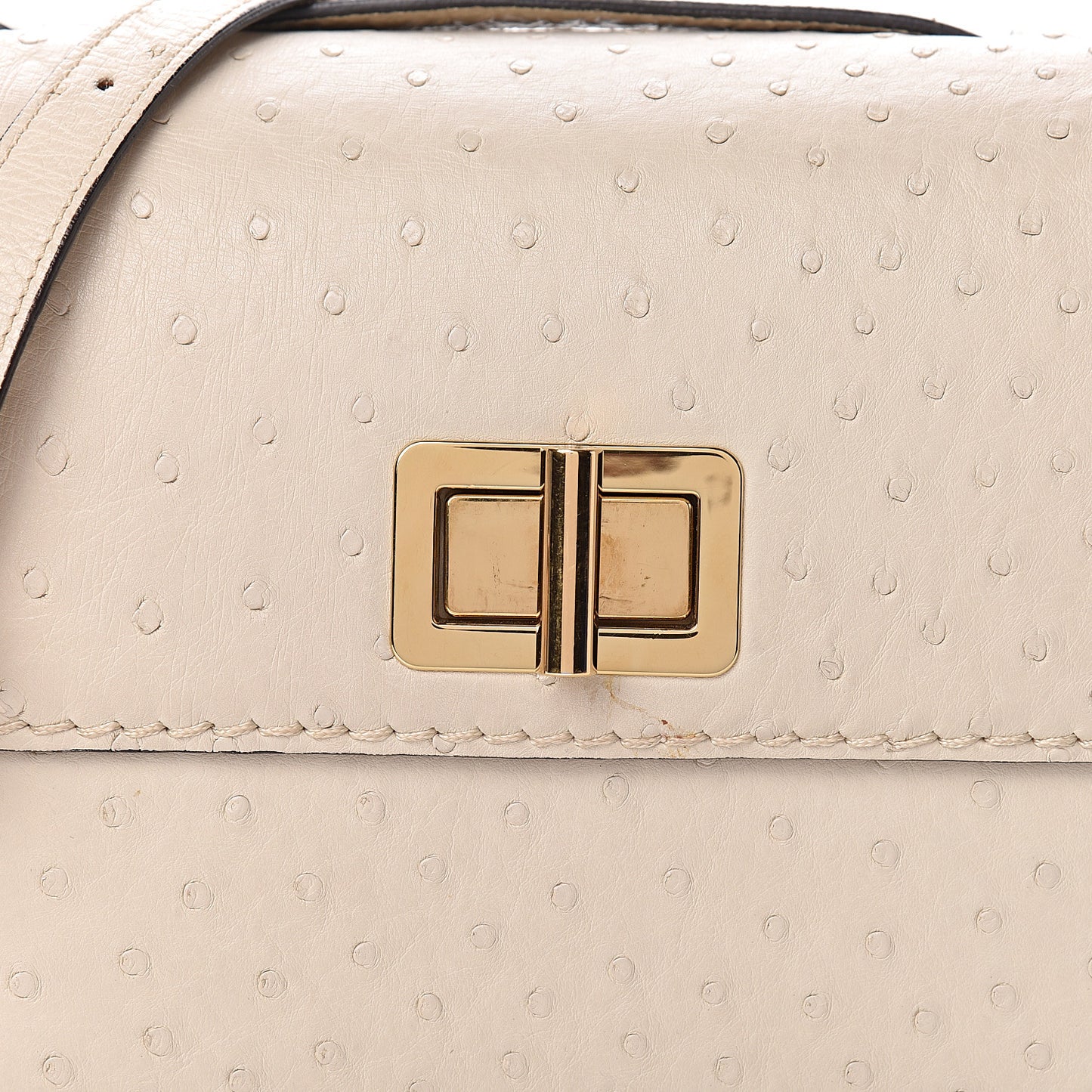 Ostrich Louise Shoulder Bag Ivory