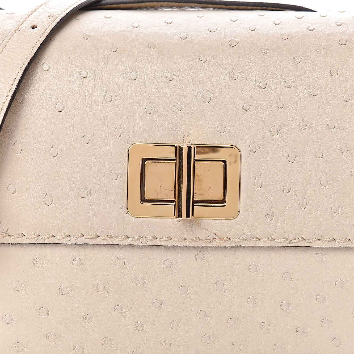 Chloe Ostrich Louise Shoulder Bag Ivory 14 of 14