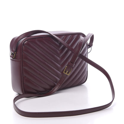 Saint Laurent Calfskin Matelasse Monogram Lou Camera Bag Dark Legion Red 3 of 9