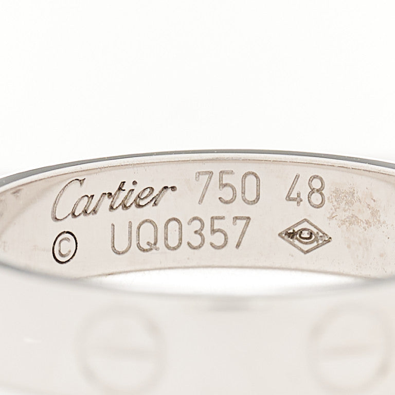Cartier 18K White Gold 3.5mm LOVE Wedding Band Ring 48 4.5 3 of 3