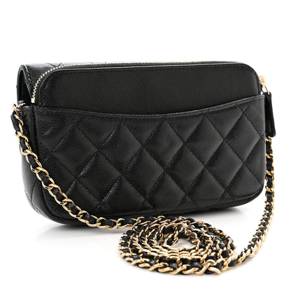 Chanel Caviar Quilted Flap Phone Holder With Chain Black 3 of 13