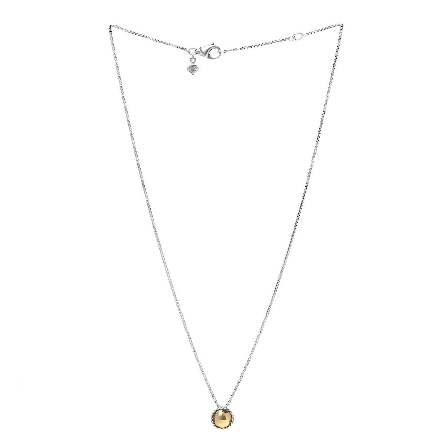 Sterling Silver 18K Yellow Gold 8mm Petite Chatelaine Pendant Necklace