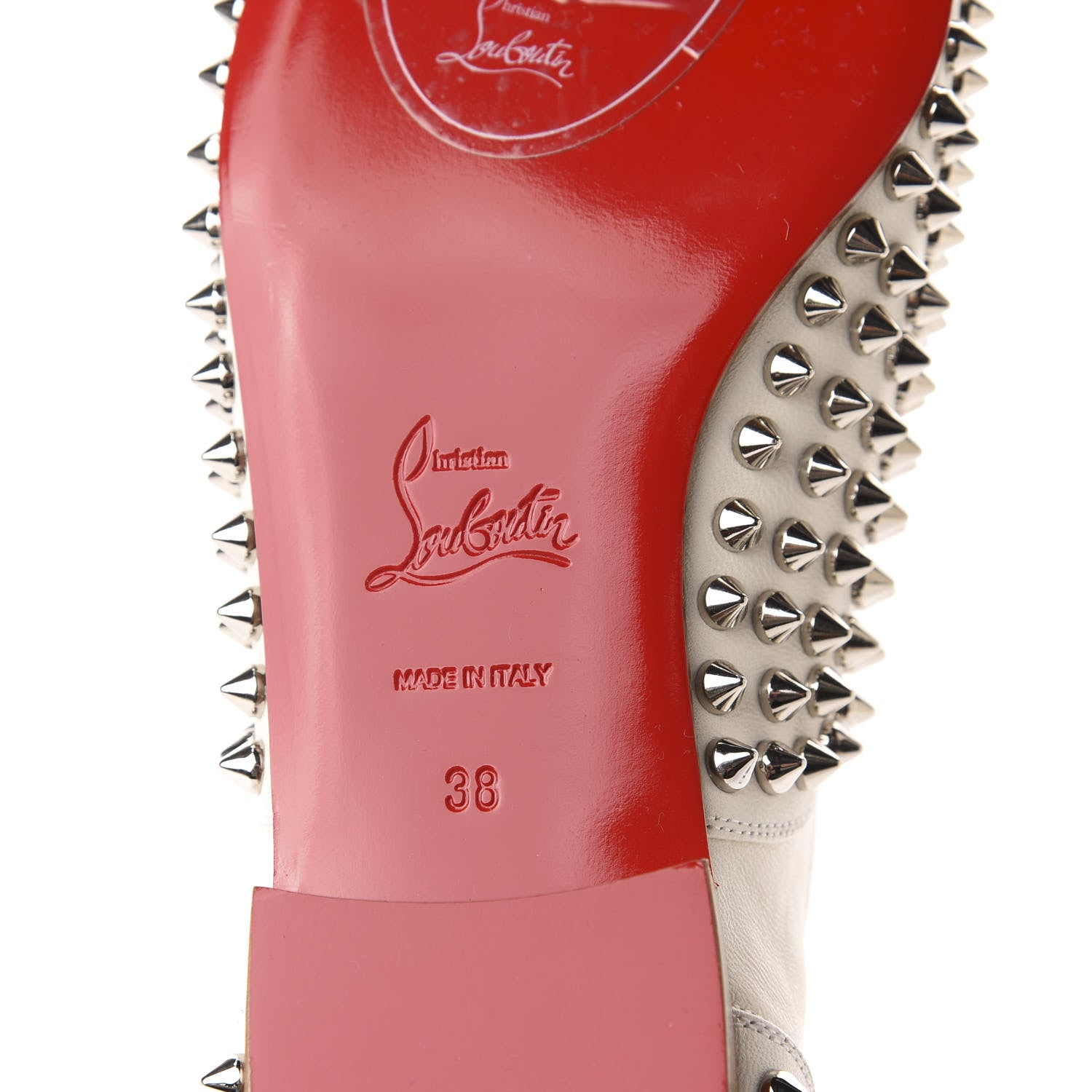 Christian Louboutin Nappa Freddy Spikes Donna Flat Sneakers 38 Latte Silver 8 of 8