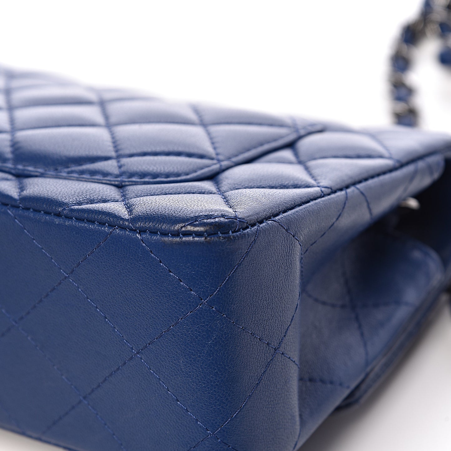 Lambskin Quilted Mini Rectangular Flap Dark Blue