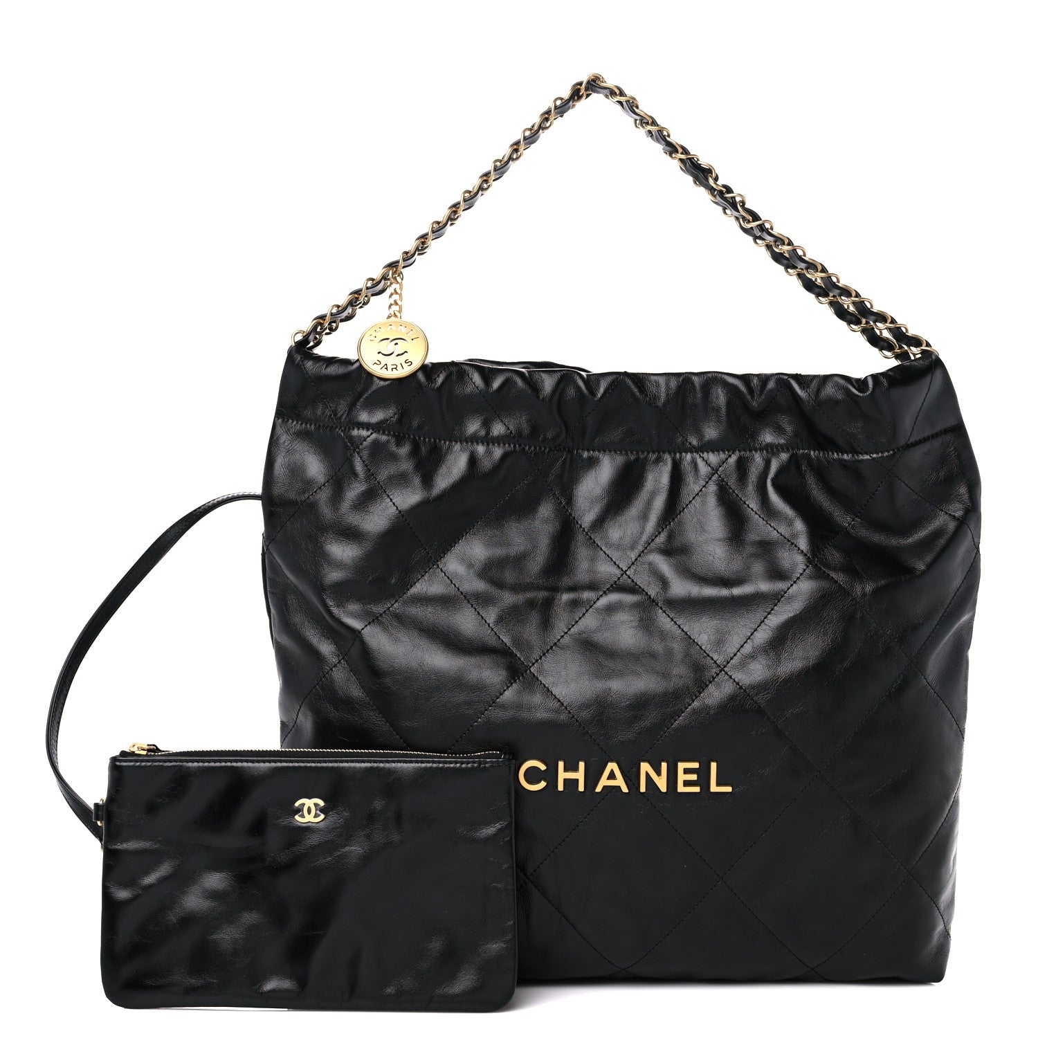 Chanel Shiny Calfskin Quilted Chanel 22 Black 1 of 11