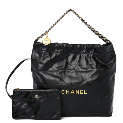 Chanel Shiny Calfskin Quilted Chanel 22 Black 1 of 11