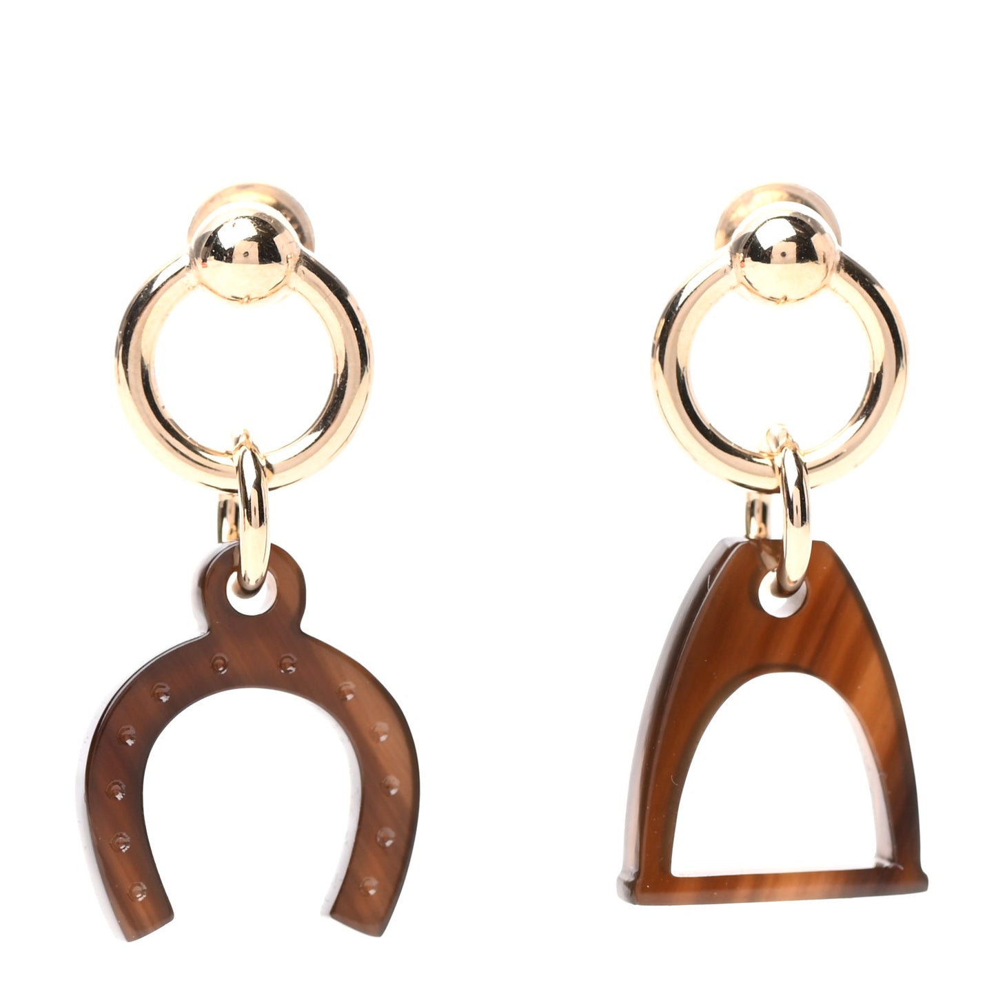Permabrass Buffalo Horn Amulettes Equestre Earrings
