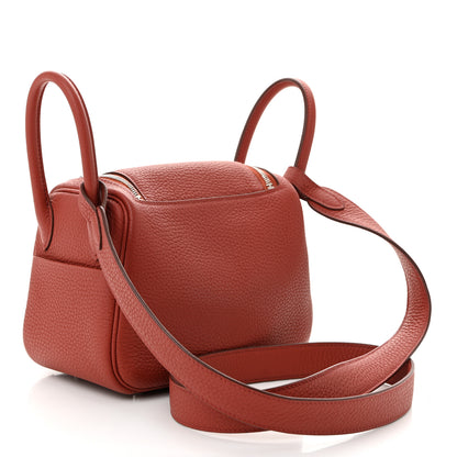 Hermes Taurillon Clemence Mini Lindy 20 Cuivre 3 of 11