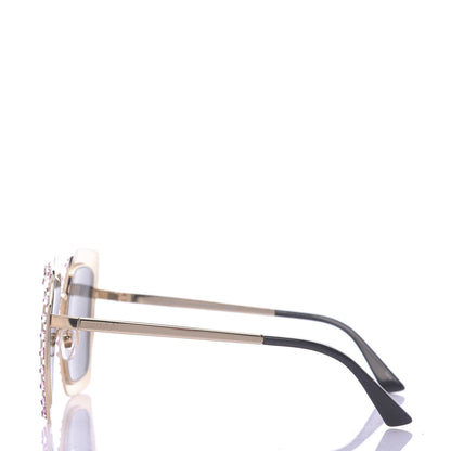 Gucci Metal Acetate Crystal Oversize GG0115S Sunglasses Gold 3 of 7