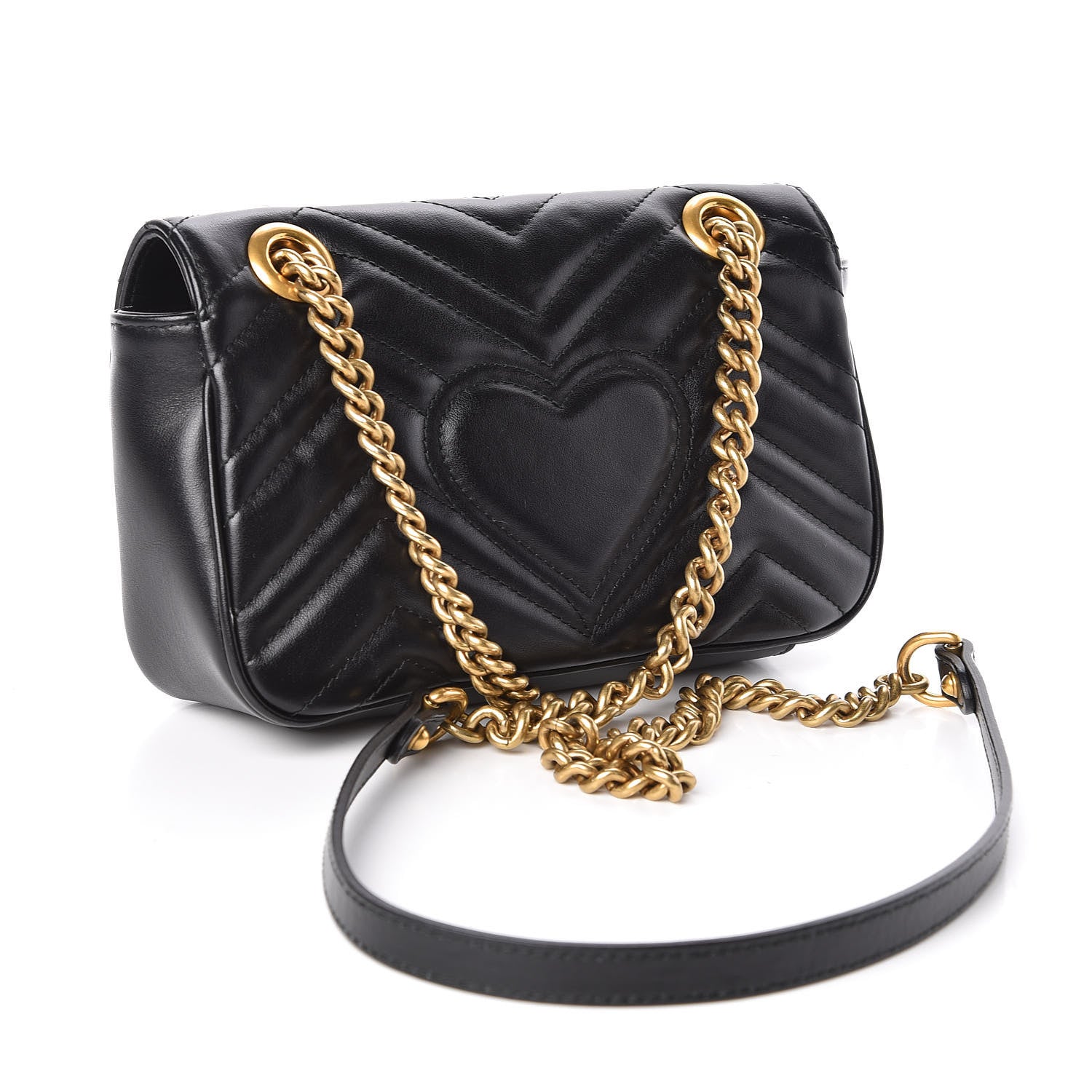 Gucci Calfskin Matelasse Mini GG Marmont Shoulder Bag Black 3 of 11