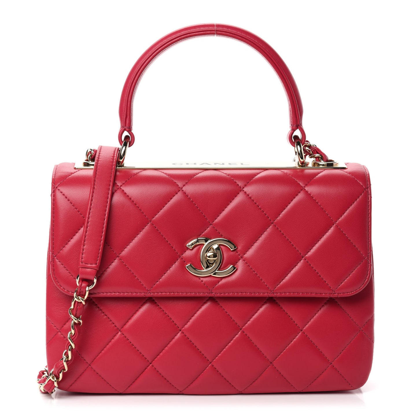 Lambskin Quilted Small Trendy CC Flap Dual Handle Bag Pink