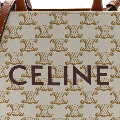 Celine Triomphe Canvas Calfskin Mini Vertical Cabas White 7 of 10