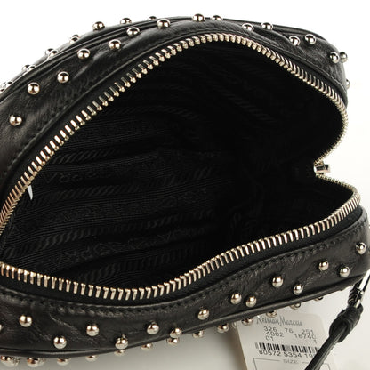 Prada Calfskin Studded Crossbody Bag Nero Black 5 of 10