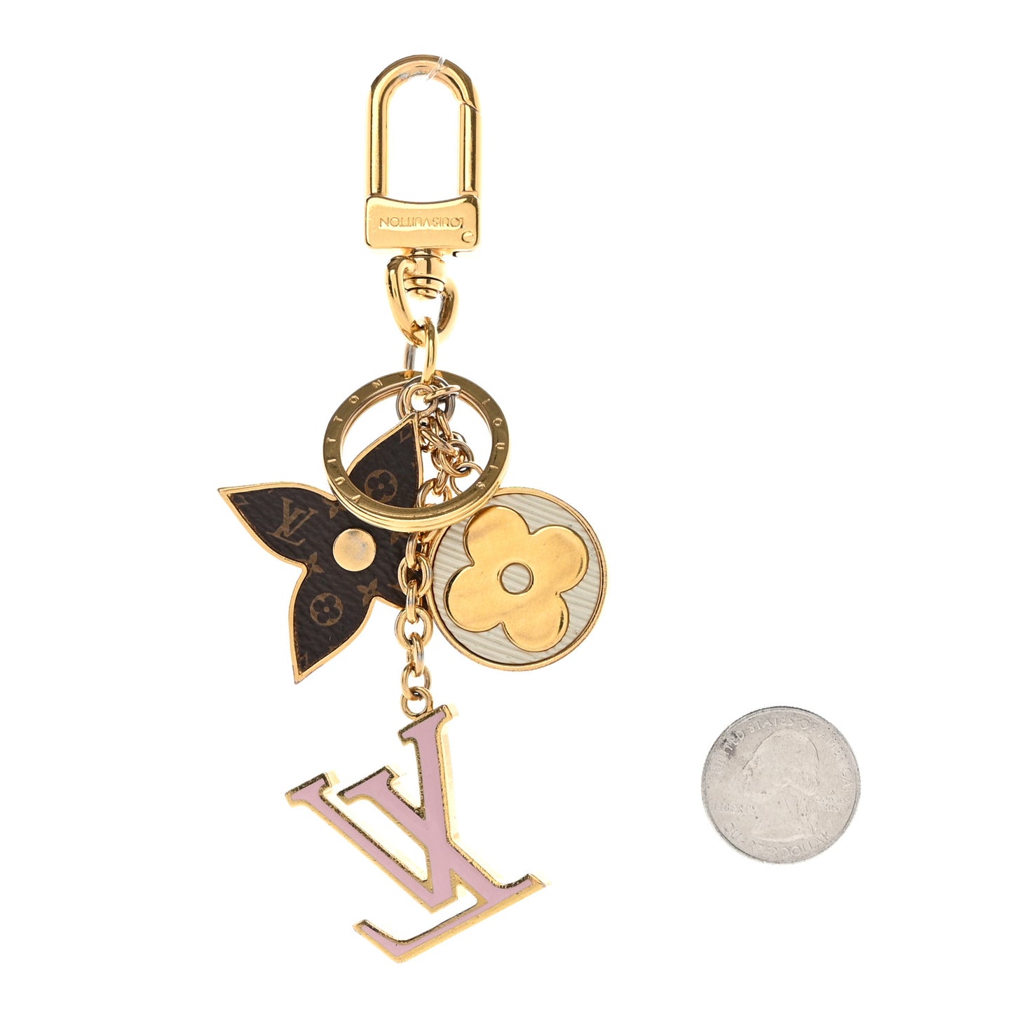 Metal Monogram Epi Spring Street Bag Charm Key Holder Gold