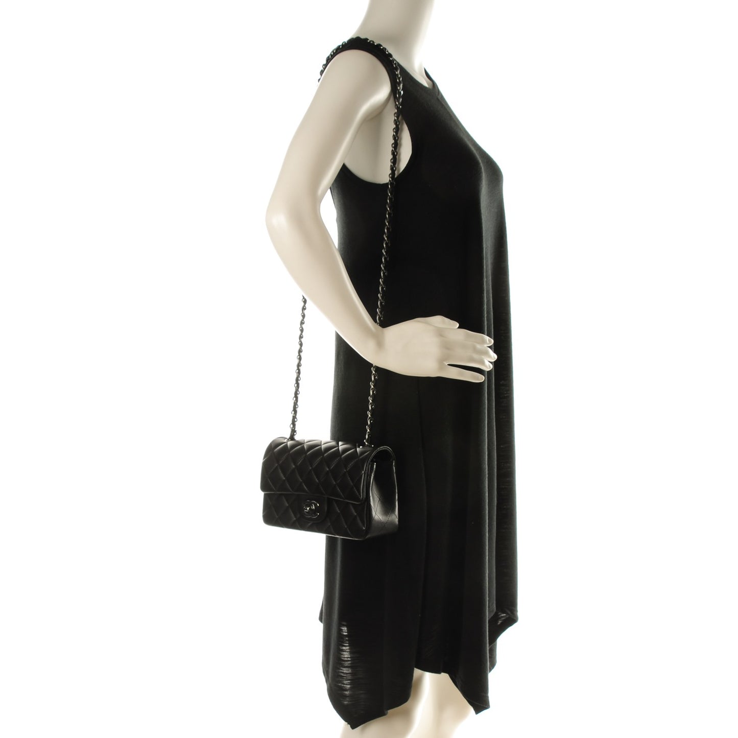 Lambskin Quilted Mini Rectangular Flap Black
