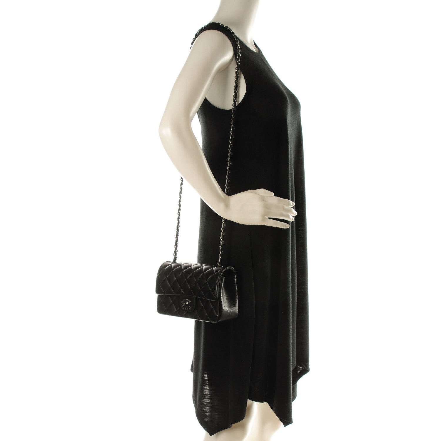 Chanel Lambskin Quilted Mini Rectangular Flap Black 2 of 7