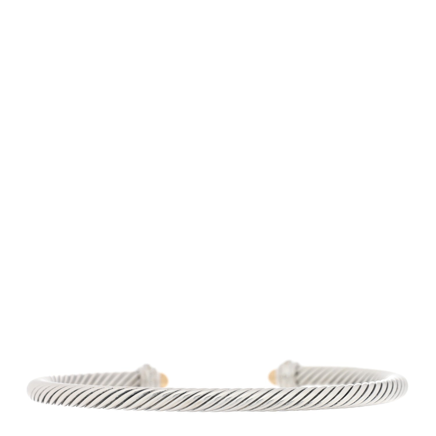 David Yurman Sterling Silver 18K Yellow Gold Diamond 4mm Dome Cable Classics Bracelet 2 of 3