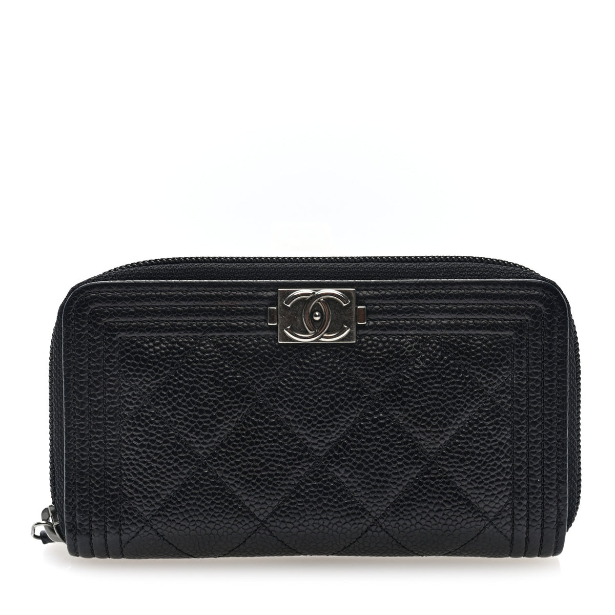 Chanel Caviar Quilted Small Boy Zip Around Wallet Black 1 of 8