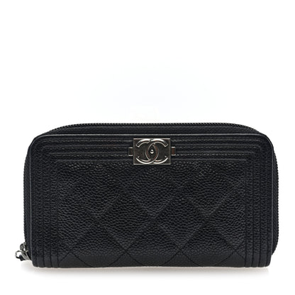 Chanel Caviar Quilted Small Boy Zip Around Wallet Black 1 of 8
