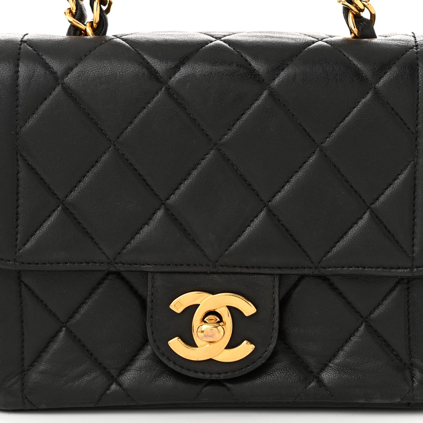 Lambskin Quilted Mini Square Flap Black