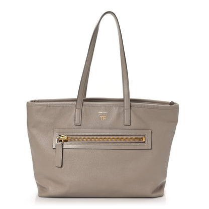 Tom Ford Grained Calfskin East West Zipper Tote Taupe 1 of 8