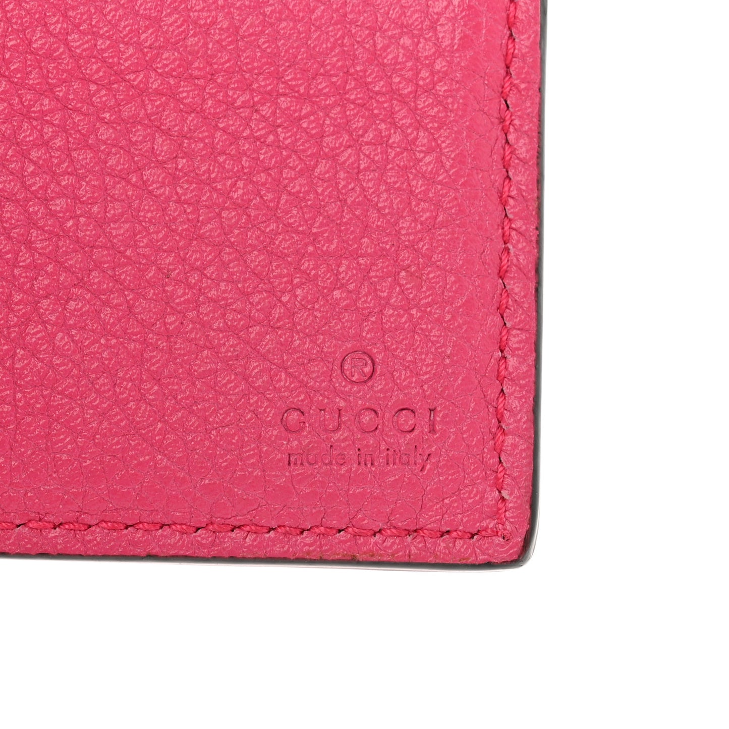 Grained Calfskin Logo Bi-Fold Wallet Box Pink Green