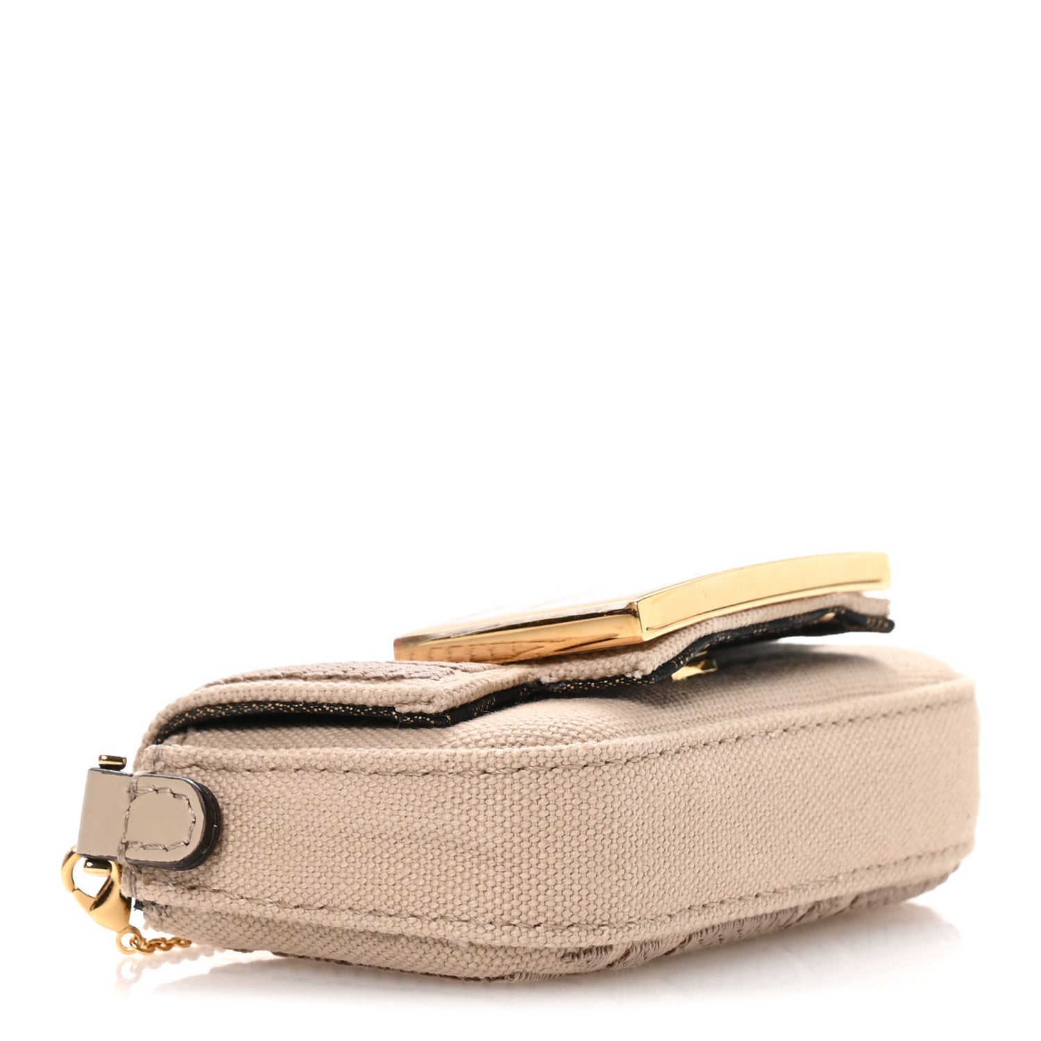Fendi Canvas Vitello King FF Embroidered Nano Maxi Buckle Baguette Charm Nuvola 4 of 10