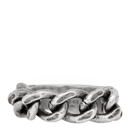 Gucci Sterling Silver Enamel Logo Chain Ring 53 6.5 Turquoise 3 of 6