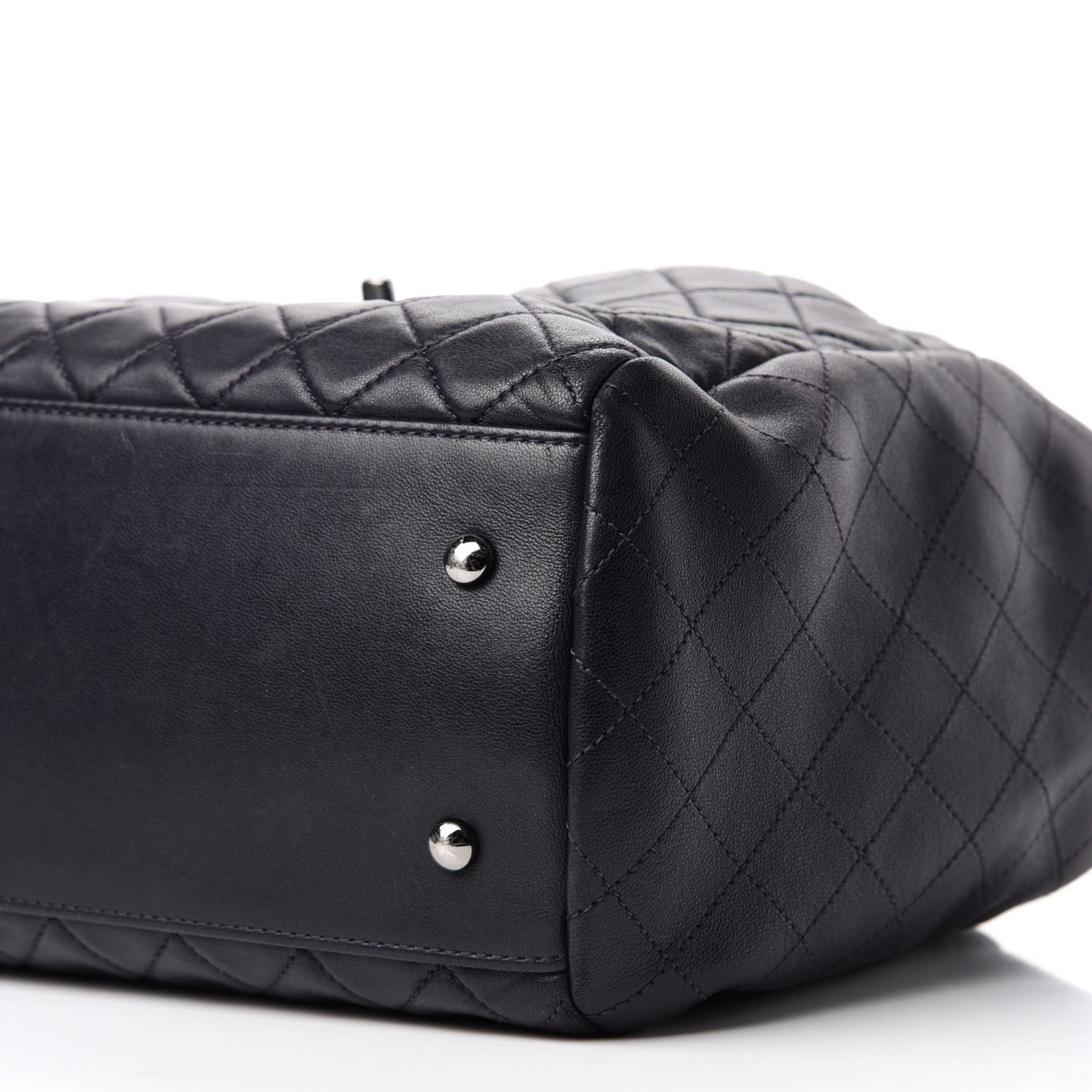 Lambskin Quilted Large Drawstring Shoulder Bag Purple