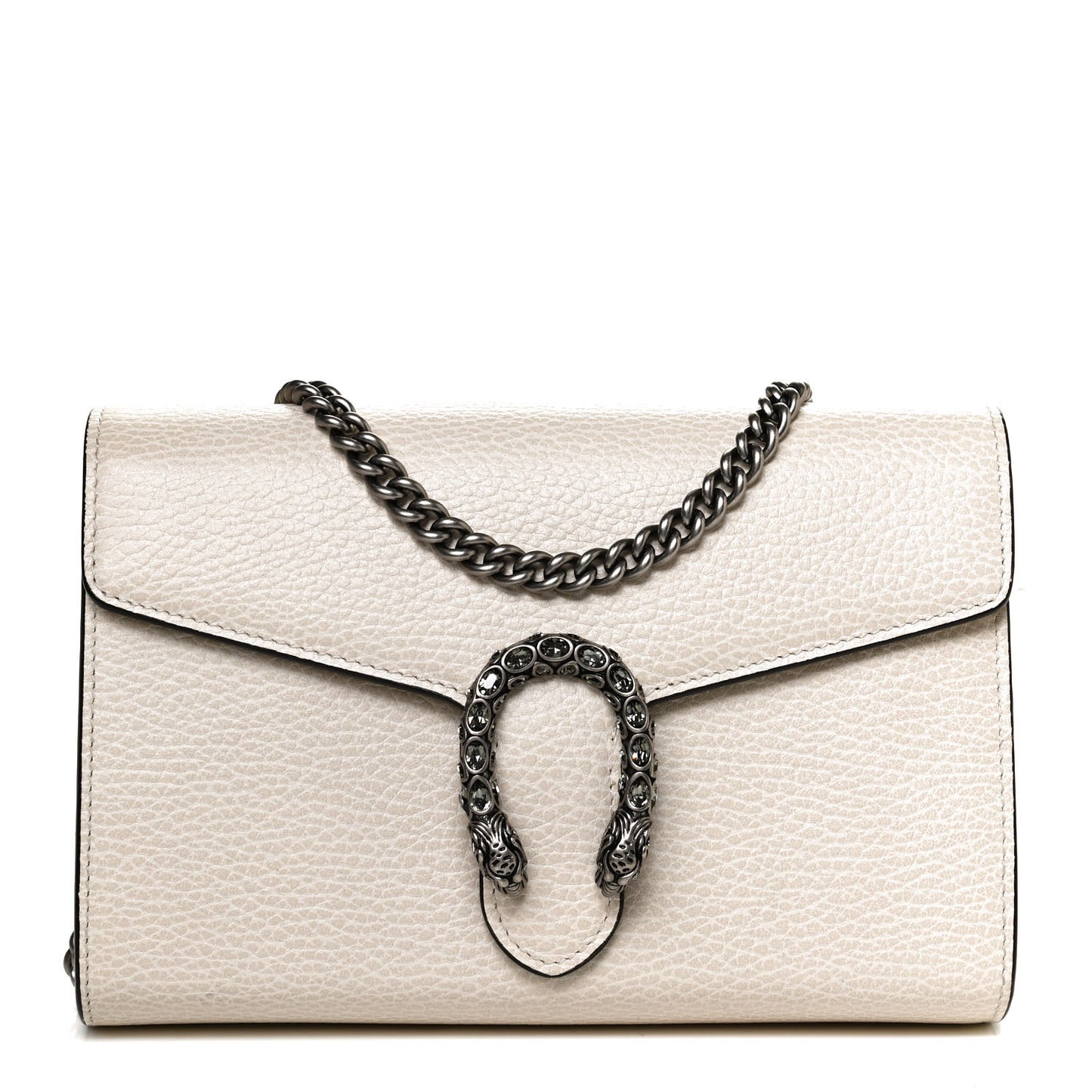 Dollar Calfskin Mini Dionysus Chain Wallet Mystic White