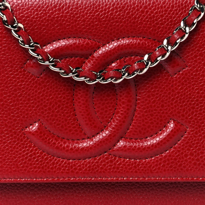 Chanel Caviar Timeless CC Wallet On Chain WOC Red 9 of 12
