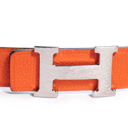 Hermes Togo Box Reversible Constance 32mm H Belt 110 Orange Noir 3 of 7