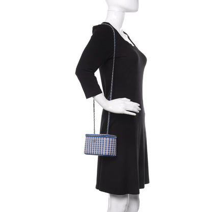 Chanel Raffia Jute Striped Small Vanity Case With Chain Blue Beige 2 of 11