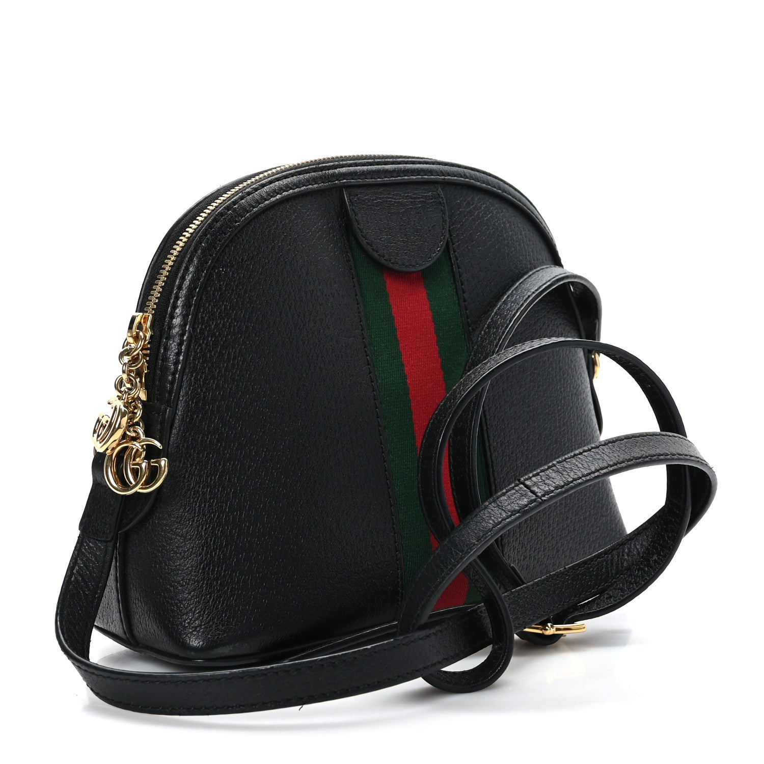 Gucci Calfskin GG Web Small Ophidia Dome Shoulder Bag Black 3 of 12
