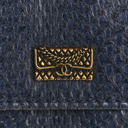 Chanel Snakeskin Wallet On Chain WOC Blue 16 of 18