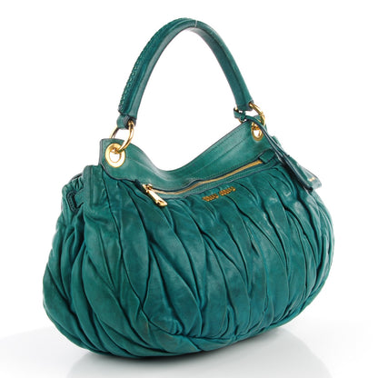Miu Miu Nappa Matelasse Coffer Hobo Teal 3 of 8