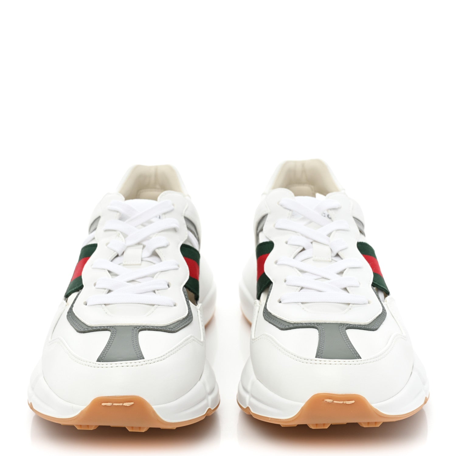 Gucci Demetra Web Mens Rhyton Cut Out Sneakers 9 Great White Grey 2 of 9