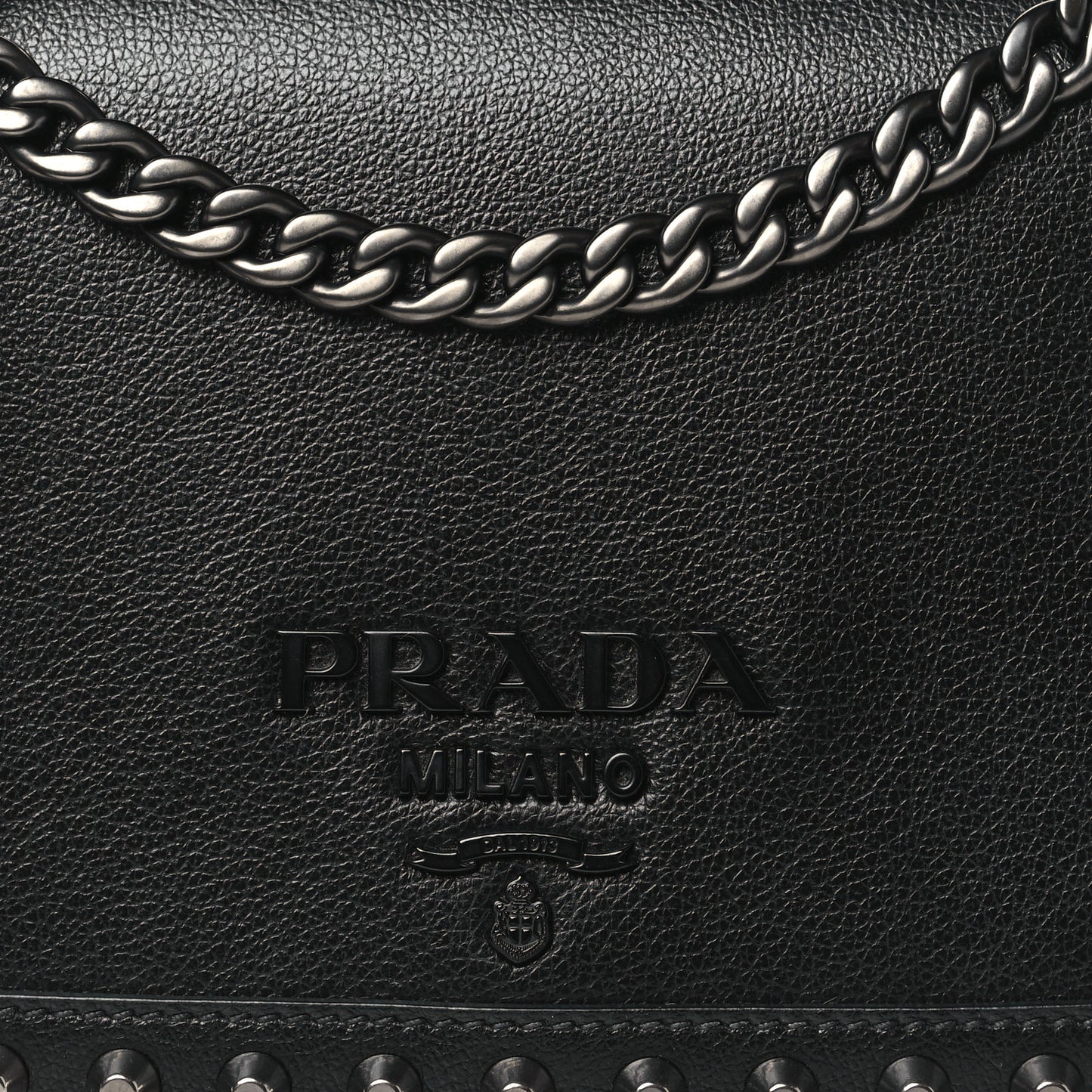 Glace Calfskin Studded Crossbody Black