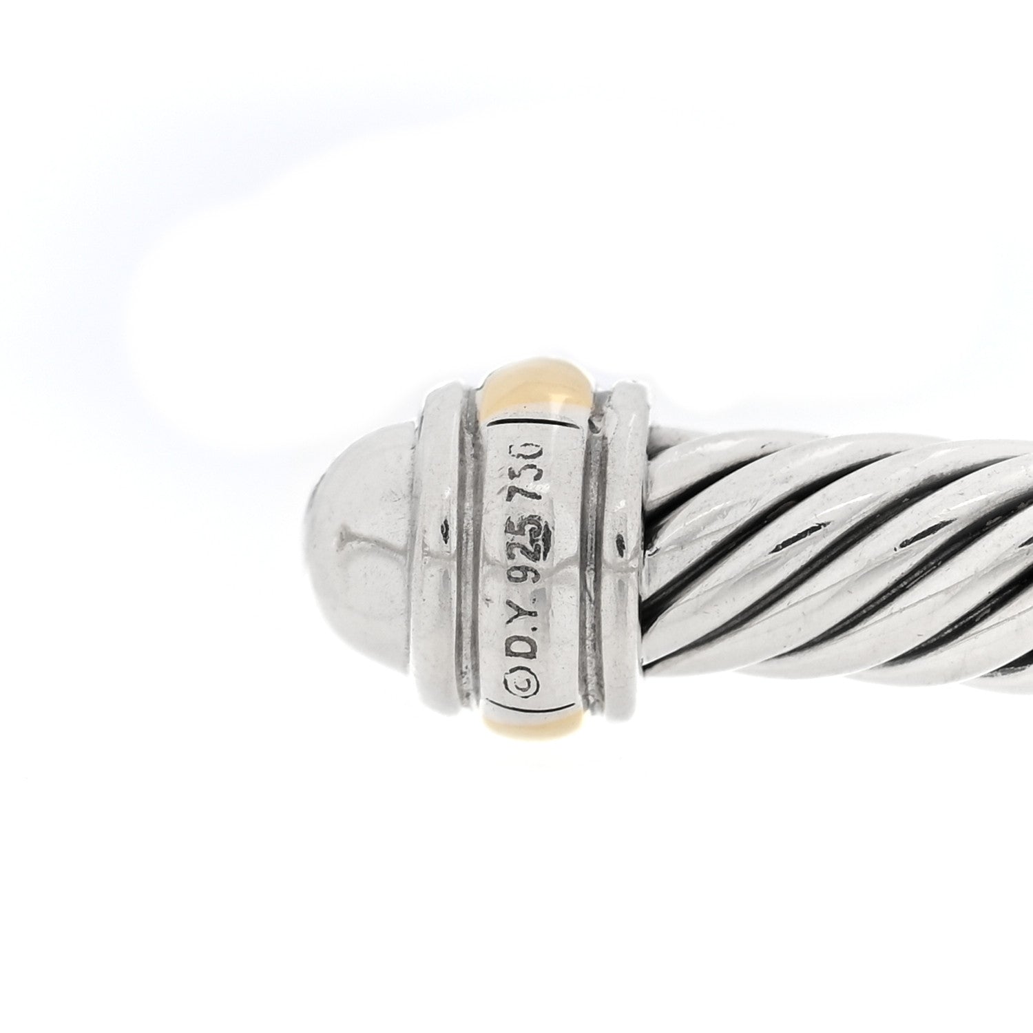 David Yurman Sterling Silver 18K Yellow Gold 4mm Cable Classics Bracelet 3 of 3