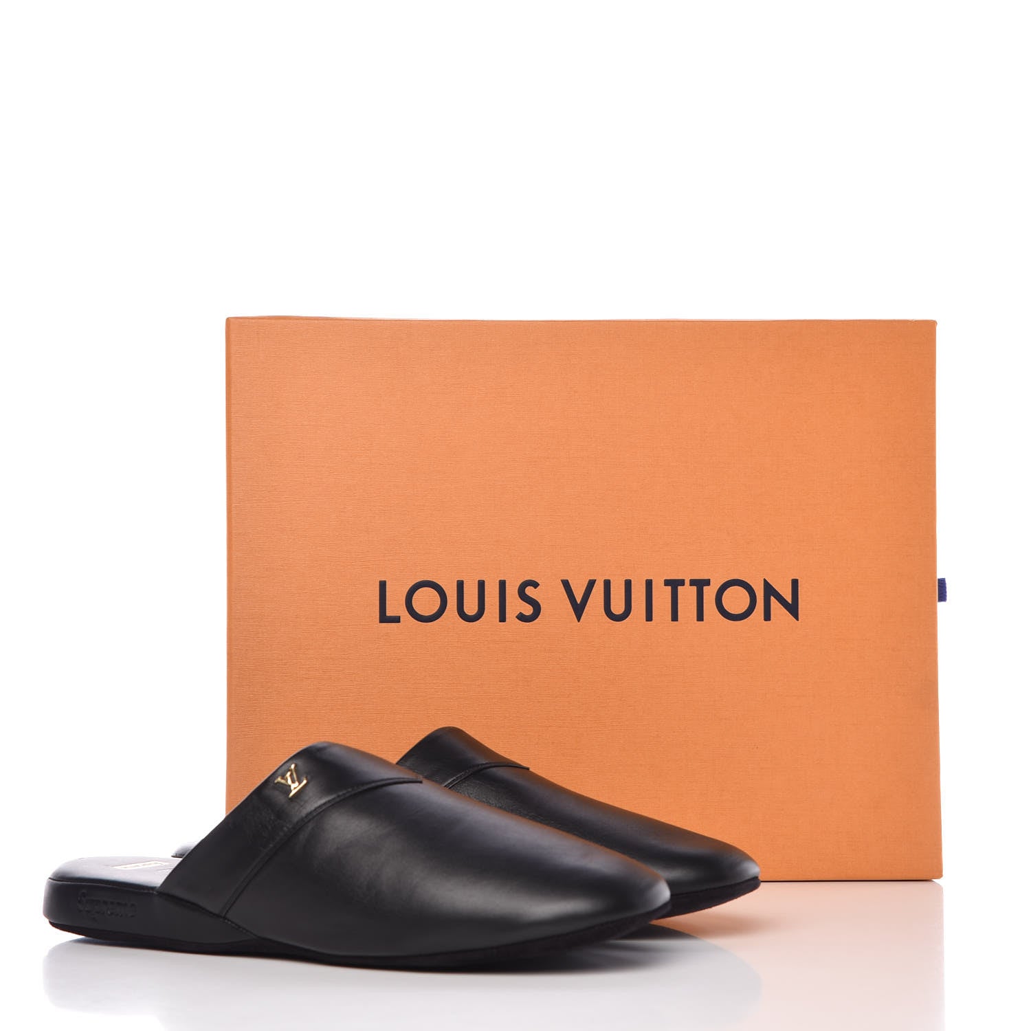 Louis Vuitton X SUPREME Lambskin Mens Hugh Slippers 6 Black 8 of 8